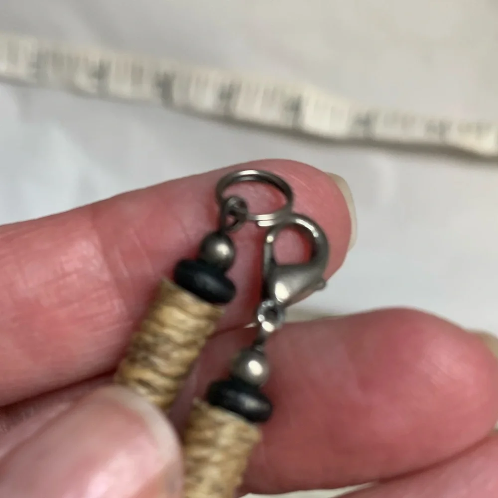 Handcrafted Beige and Black Beaded Necklace - Picture 6 of 7